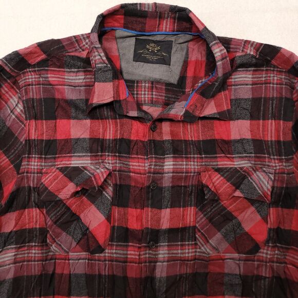 MBX Tartan Flannel Button Up Shirt Mens Size Extra Large XL Red Black - Picture 1 of 10